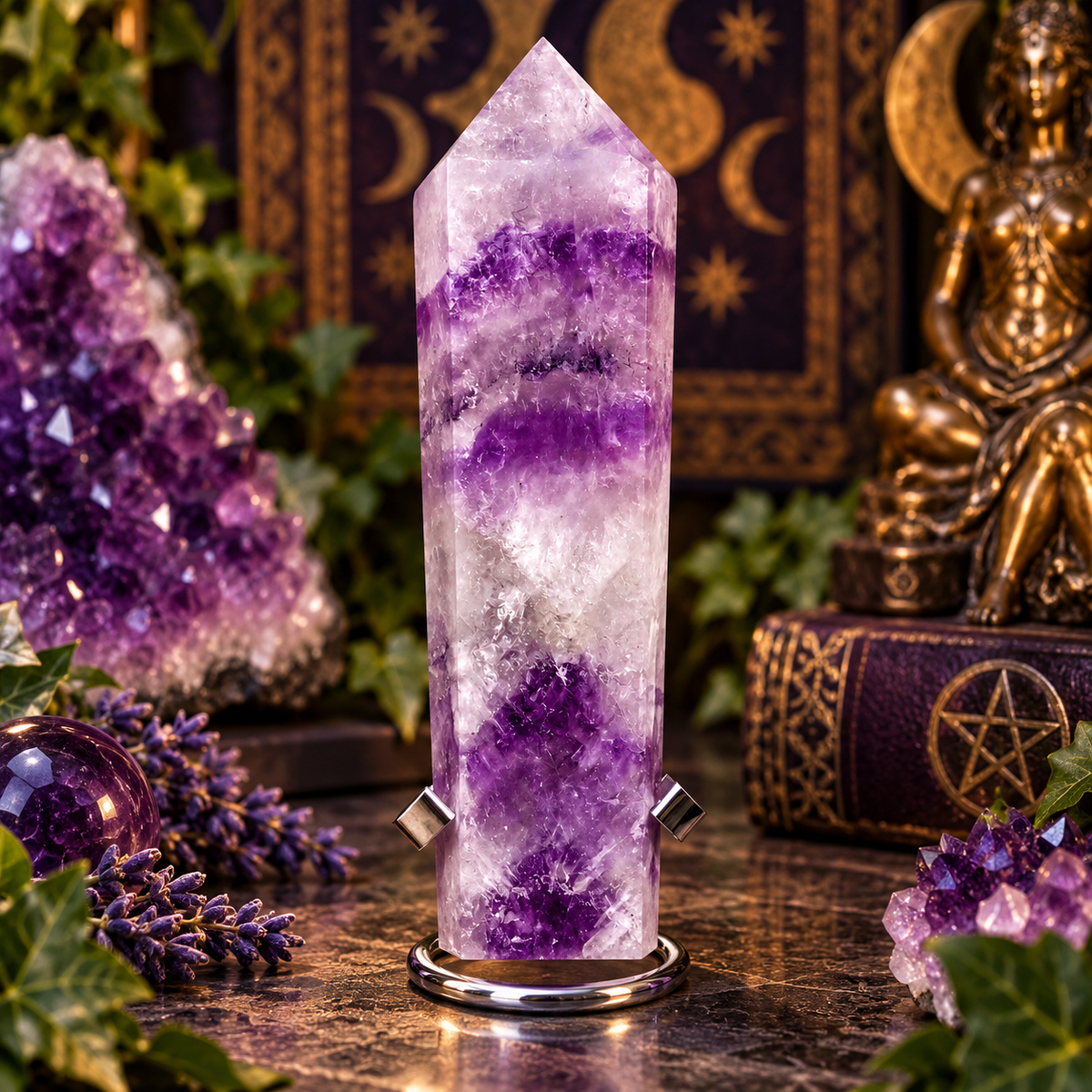 Phantom Amethyst Point with Stand