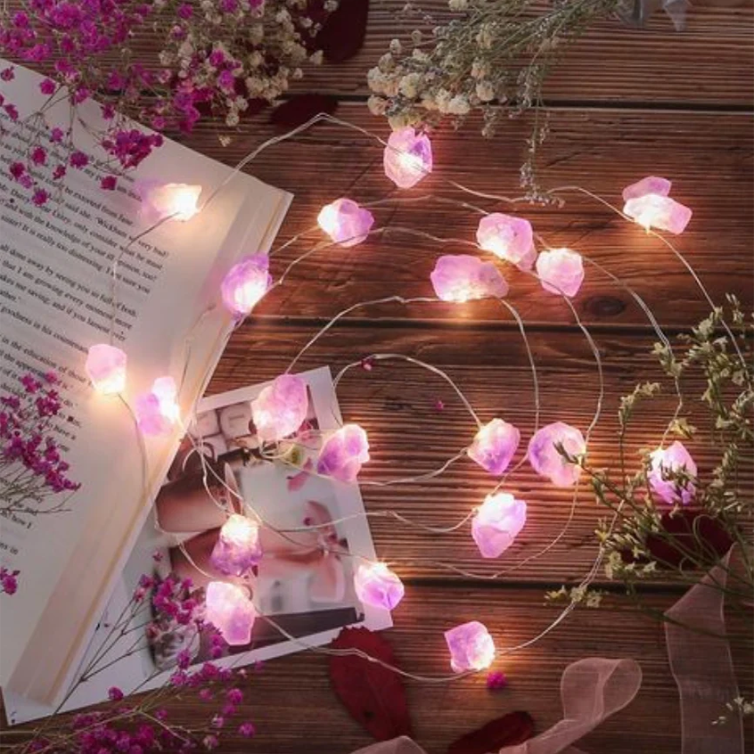 Rose Quartz Crystal Fairy Lights πΈπβ¨