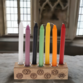 Wooden Chakra Candle Holder with Candles