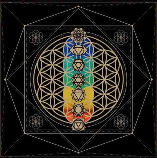 Seven Chakra with Flower of Life Altar Cloth
