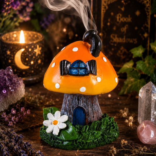 Orange Smoking Toadstool Incense Cone Holder